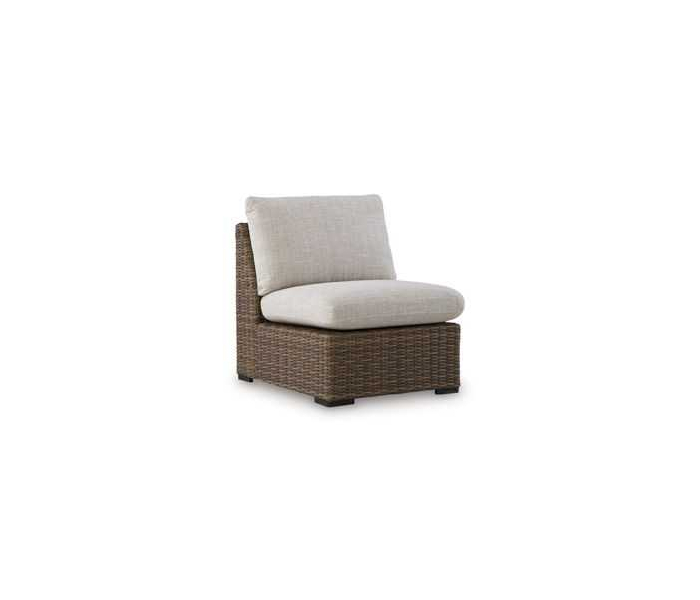 Dolan Creek Armless Chair With Cushion Beige / Brown, 28"