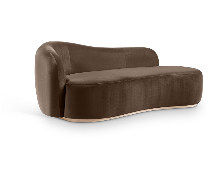 Gustavo - Velvet Upholstered Chaise - Brown - Dark Brown