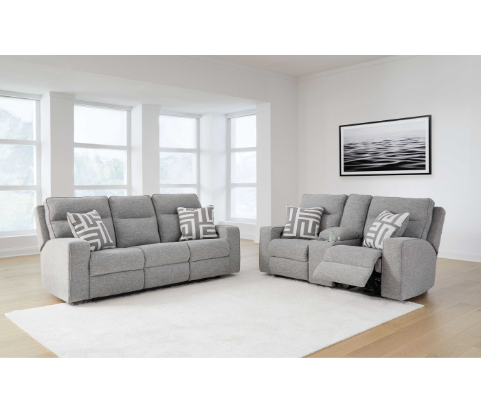 Biscoe - Pewter - 2 Pc. - Power Reclining Sofa, Power Reclining Loveseat