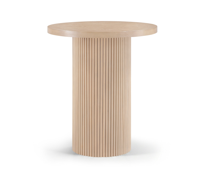 Belinda - Oak Veneer And Solid Wood Round Bar Height Table - Natural - Light Brown, 35.75"