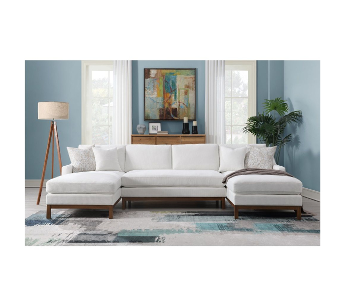 Valiant - Sectional Sofa - Ivory Chenille, 127"
