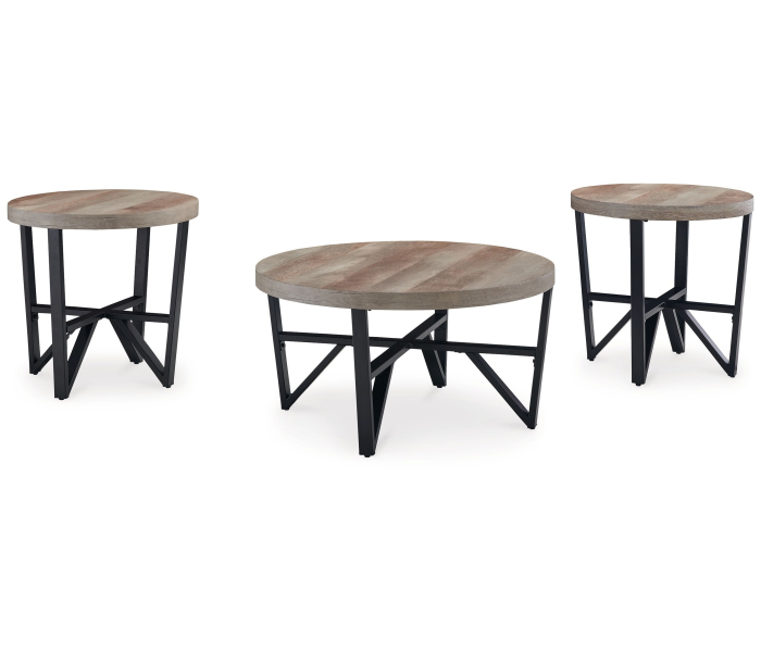 Deanlee - Grayish Brown / Black - Occasional Table Set (Set of 3), 34"