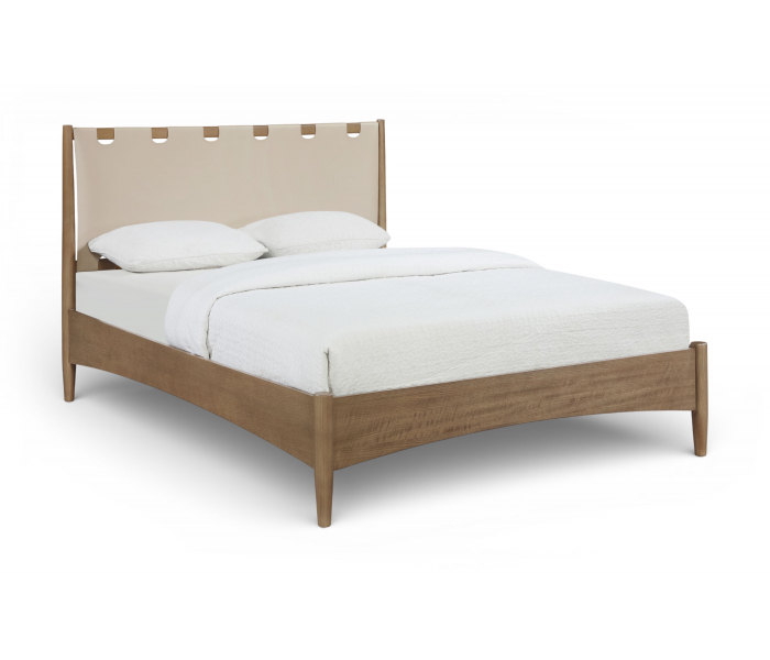 Santos - Vegan Leather Headboard And Wood Full Bed
