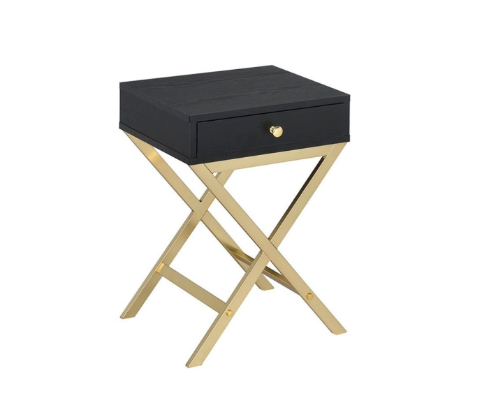Coleen - Accent Table - Black & Brass - Black, 16"