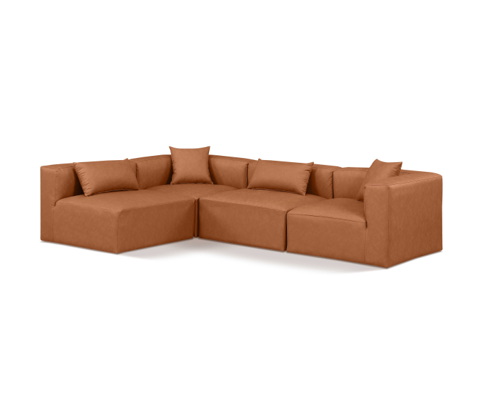 Cube - 4 Piece Modular Corner Sectional - Cognac, 108"