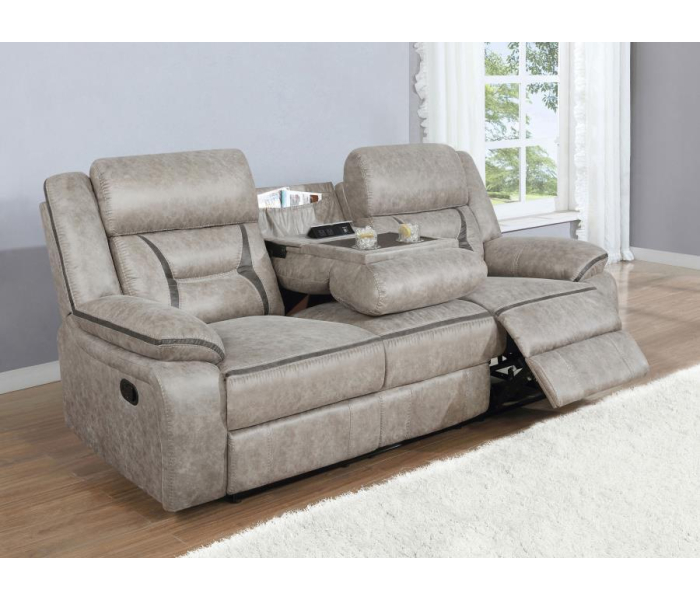 Greer - Upholstered Motion Reclining Sofa - Taupe, 87"