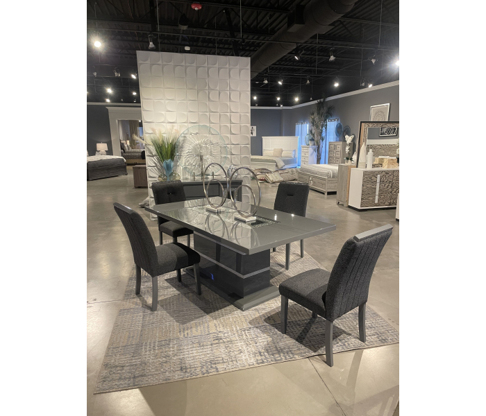 Monaco - Dining Table And 6 Dining Chairs - Dark Gray