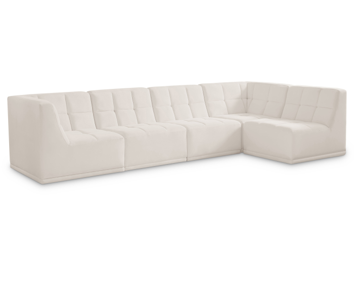 Relax - 5 Piece Modular Sectional - Cream, 128"