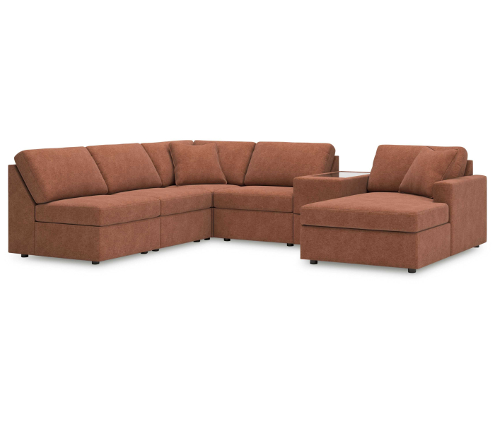 Cozymax - Spice - 6-Piece Sectional With Raf Corner Chaise And Storage Console, 140"