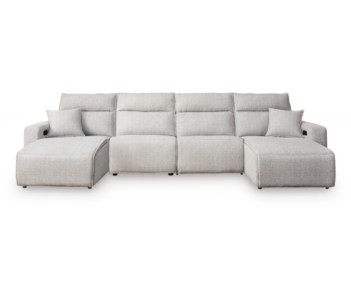 Modmax II 4-Piece Power Reclining Sectional With 2 Power Armless Recliners And Double Chaise Stone, 152"