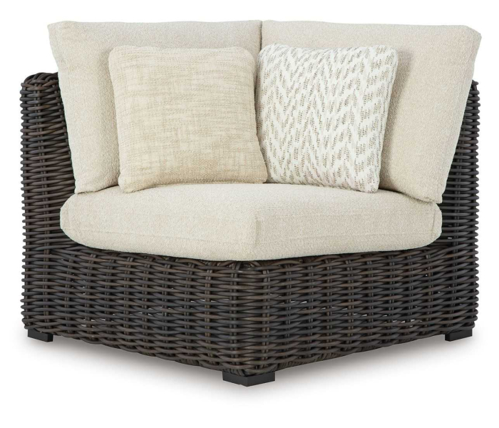 Kimora - Beige / Dark Brown - Corner With Cushion, 53"