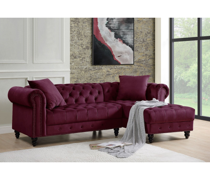 Adnelis - Sectional Sofa - Red Velvet, 61"