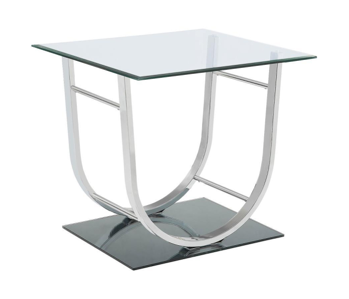 Danville - Square U-Shaped Glass Top Side End Table - Chrome, 26"