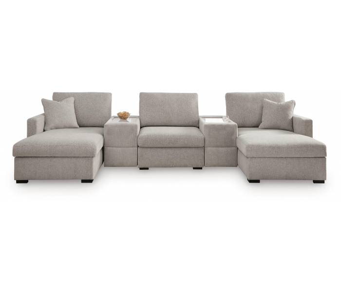 ModMax Luxe 5-Piece Double Chaise Sectional With Storage Consoles Flint