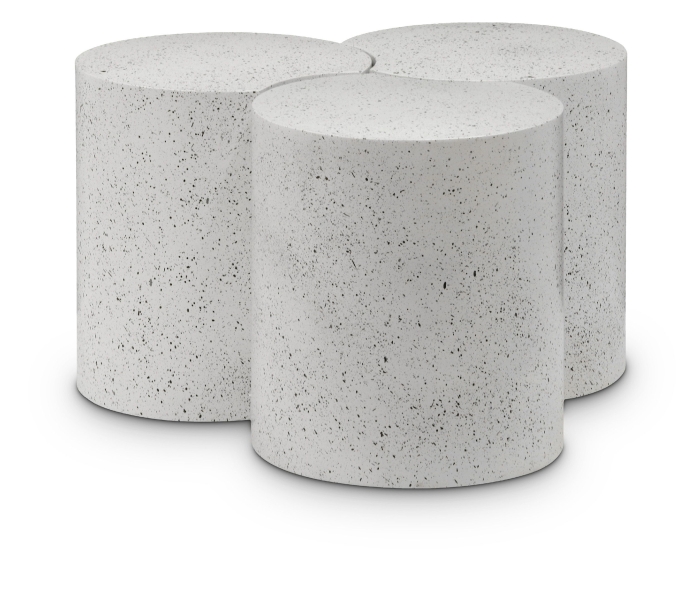 Dimple - 18" 3 Piece Modular Coffee Table - White Terazzo, 30"