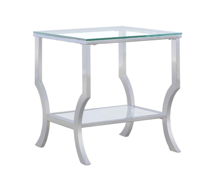 Saide - Square Glass Top Side End Table - Chrome, 19.75"