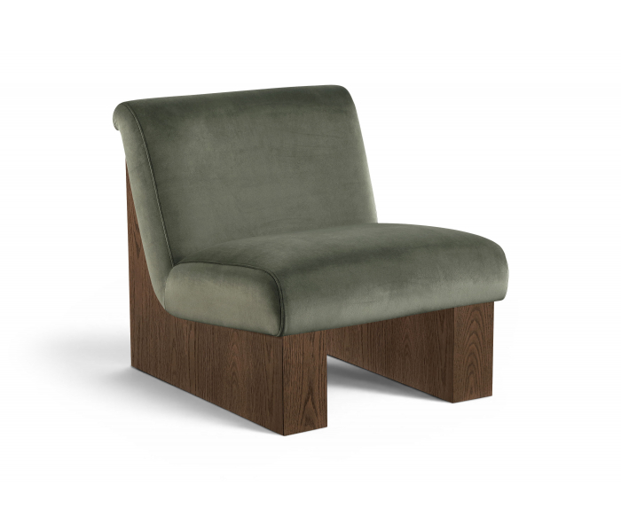 Vantage - Velvet Performance Fabric Upholstered Accent Chair - Beige / Brown