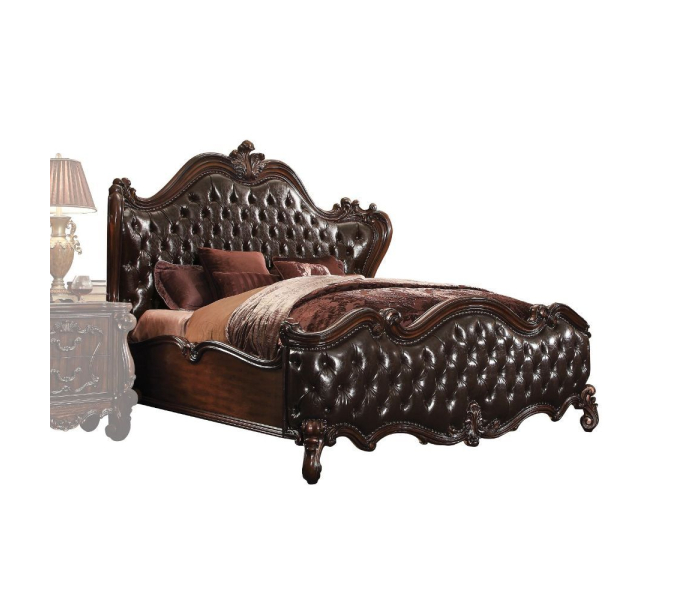 Versailles - California King Bed - 2-Tone Dark Brown PU & Cherry Oak