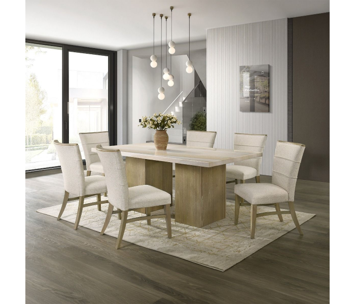 Olinda - Dining Table With Natrual Marble Top - Natrual - Beige, 72"