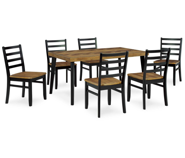 Blondon - Brown / Black - Rectangular Drm Table Set (Set of 7)