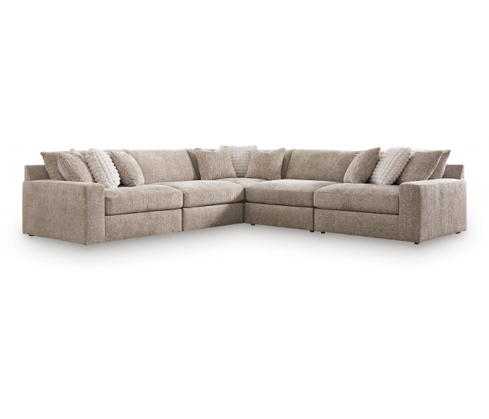 Nexora-Court 5-Piece Sectional Burlap, 152"