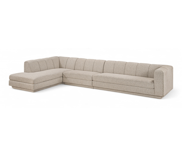Modari - Fabric Upholstered 3 Piece LAF Modular Sectional - Beige, 154.25"