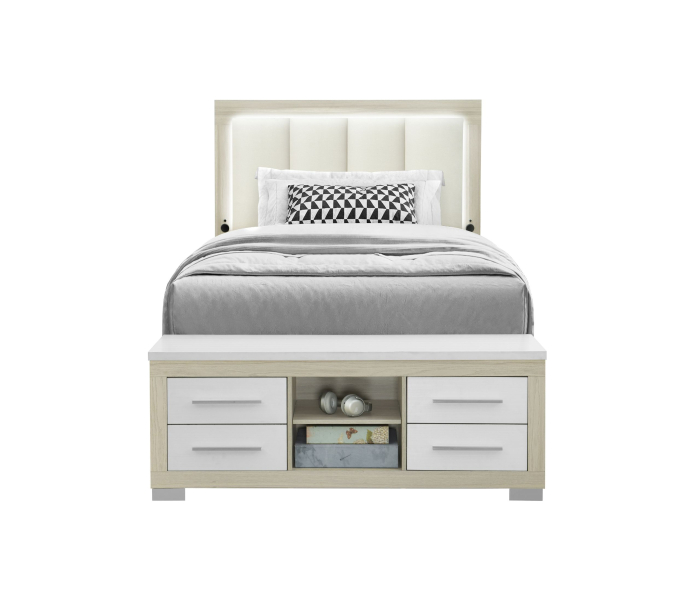 Emma - Full Bed With LED And USB - Light Brown /