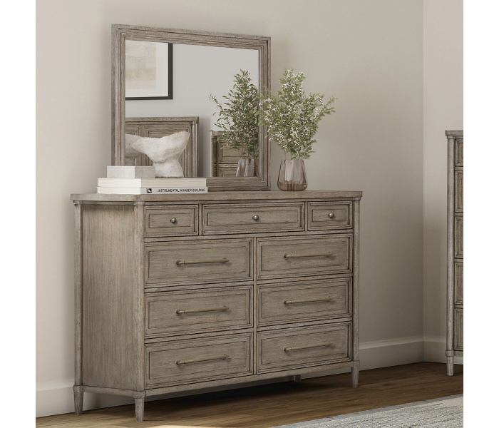 Rochelle Park - Dresser & Mirror - Smokey Taupe - Light Brown, 61.88" Wide