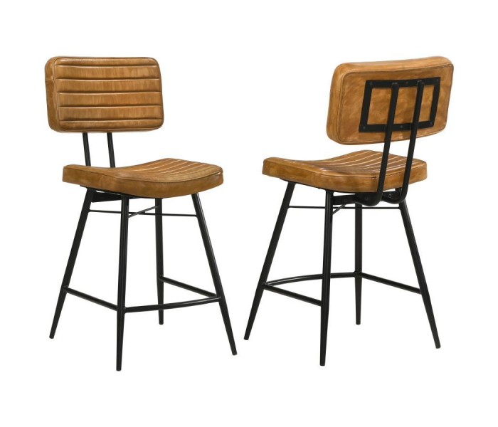 Partridge - Leather Counter Chair (Set of 2) - Antique Camel