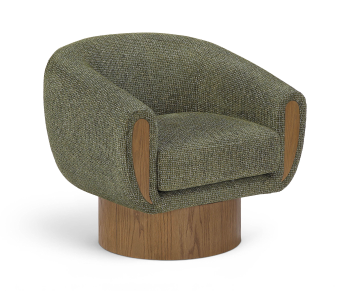 Avella - Interwoven Fabric Swivel Accent Chair - Green / Brown - Dark Green
