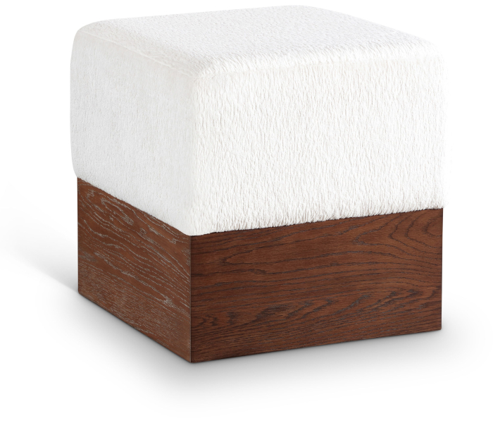 Havre - Ottoman / Stool With Brown Base - Cream