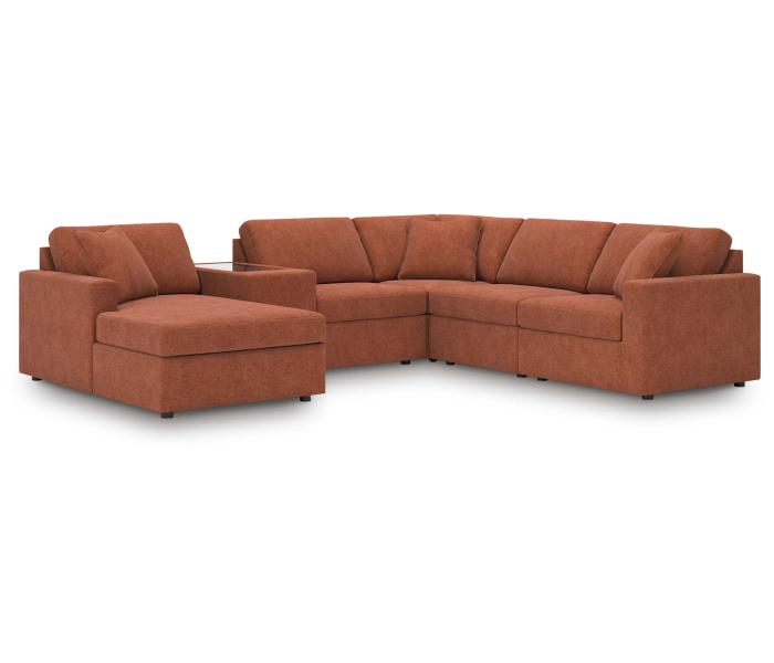 Cozymax - Spice - 6-Piece Sectional With Laf Corner Chaise, Raf Corner Chair And Storage Console, 125"