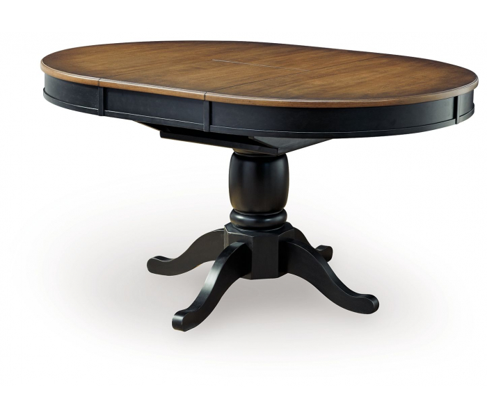 Clorazi Oval Dining Room Butterfly Extension Table Black / Brown, 57"