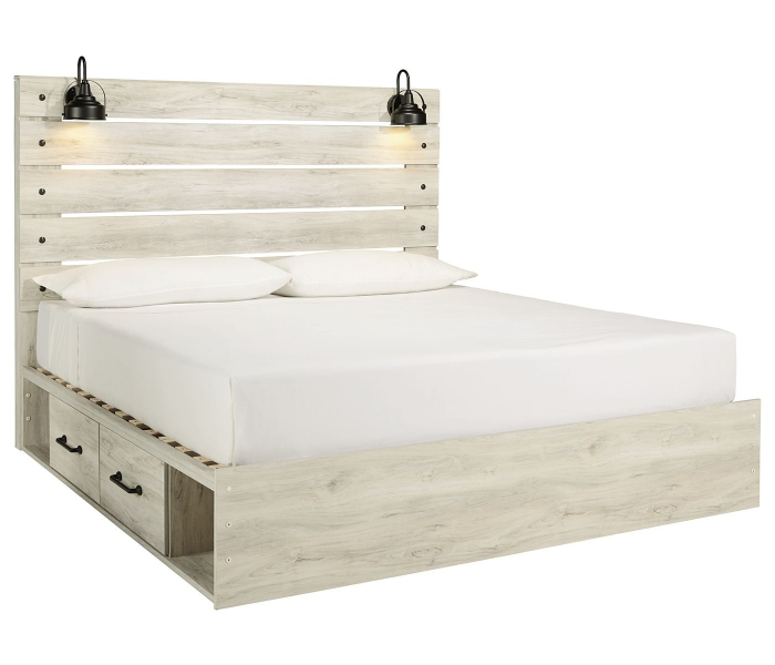 Cambeck - King Panel Bed With 4 Storage Drawers - Whitewash