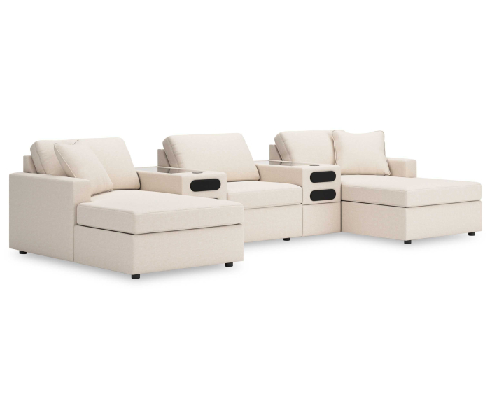 Cozymax - Oyster - 5-Piece Double Chaise With Audio Consoles, 144"