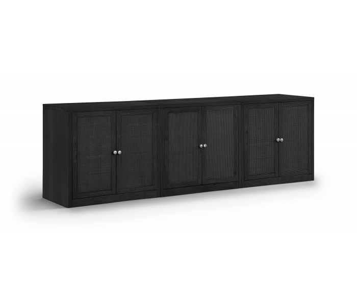 Vero - Solid Wood And Oak Veneer 3 Piece Sideboard/Buffet - Black