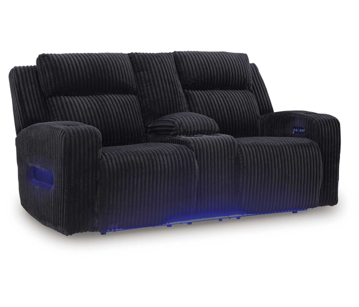 Forest Lake - Black - Power Reclining Loveseat With Console / Adj Headrest