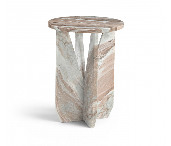 Alba - Genuine Marble End / Side Table - Alaska, 15"