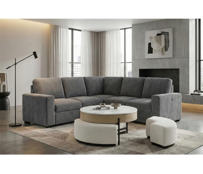 T42 - 4 Piece Living Room Set (Coffee Table With 3 Stools) - Cream / Natural - Beige