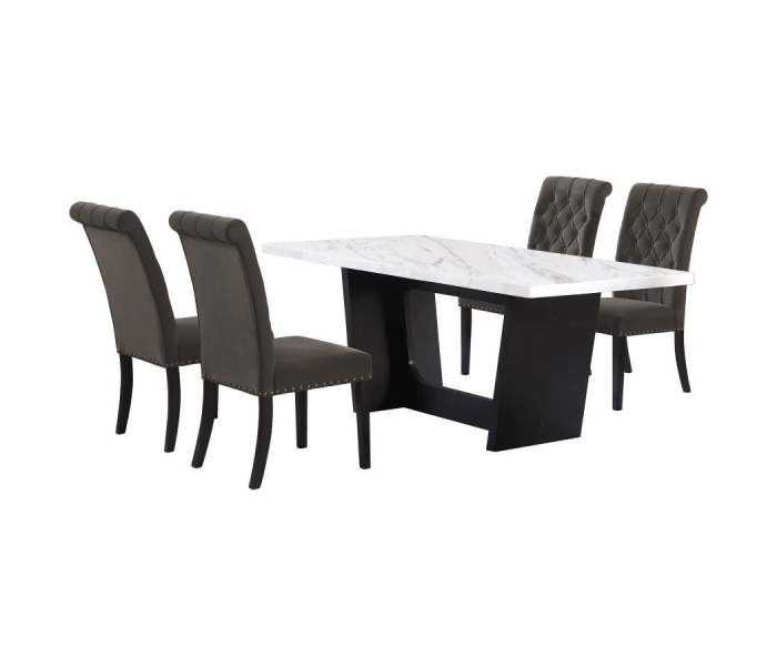 Sherry - 5 Piece Rectangular Marble Top Dining Table Set