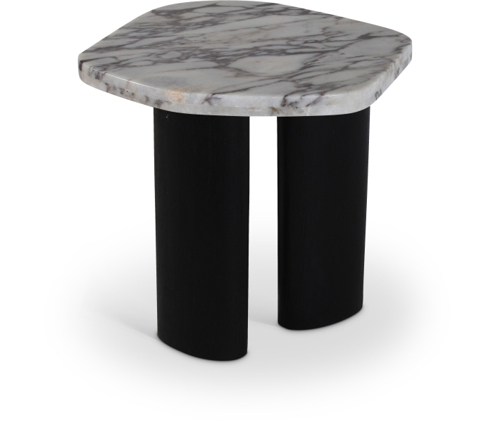 Puglia - Marble Top And Oak Wood Base End Table - Gray, 18"