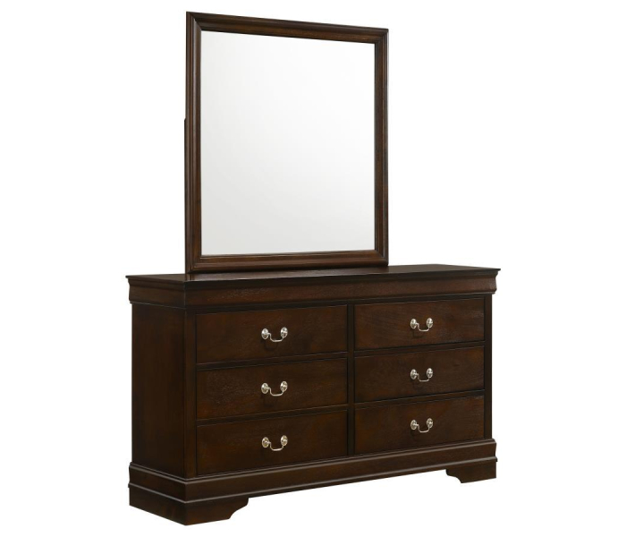 Louis Philippe - 6-Drawer Dresser With Mirror - Cappuccino, 58.25" Wide