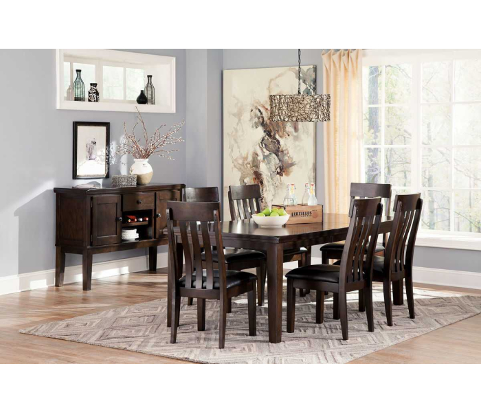 Haddigan - Dark Brown - 8 Pc. - Extension Table, 6 Side Chairs, Server