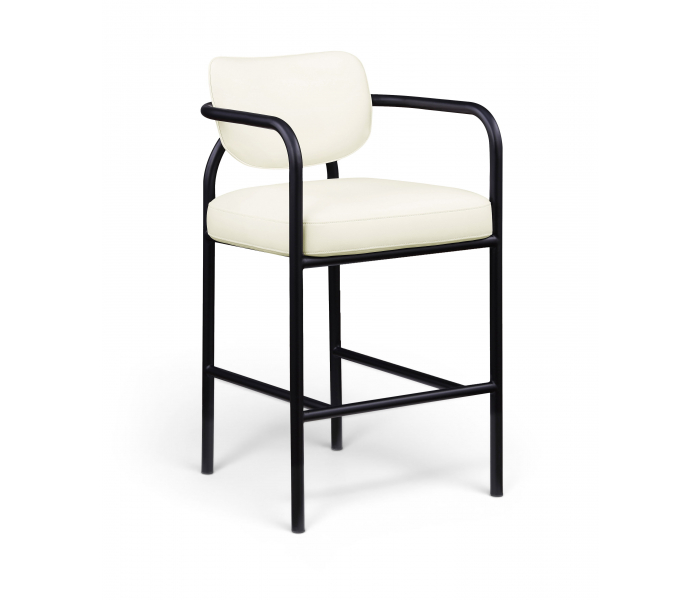 Serava - Vegan Leather Upholstered Bar Stool - Cream - White