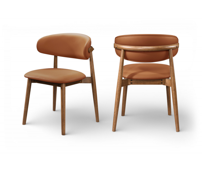 Leesa - Vegan Leather Upholstered Dining Chair (Set of 2) - Tan - Light Brown