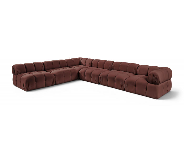Orin - Velvet 6 Piece Modular L-Shaped Sectional - Rose - Dark Red, 148"