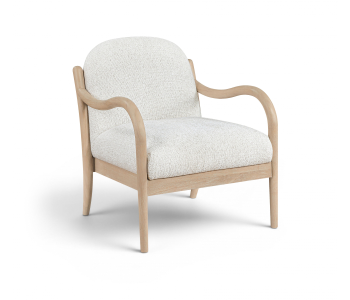 Helmsley - Performance Fabric Upholstered Accent Chair - Cream / Natural - White