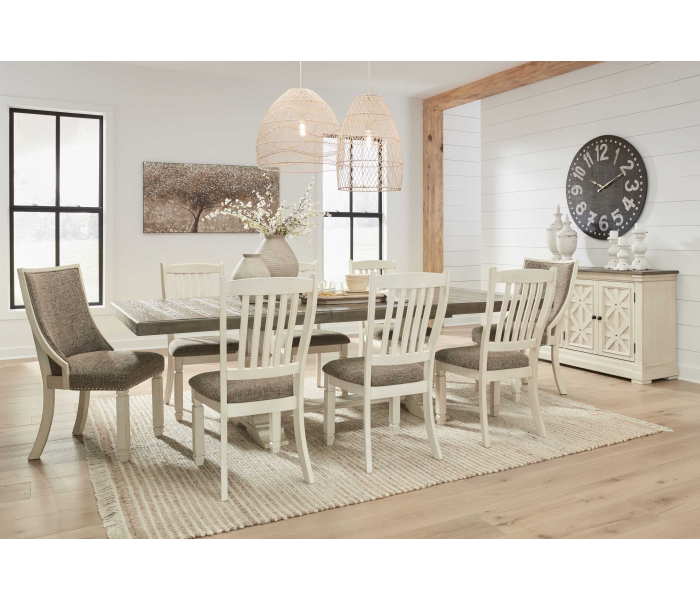 Bolanburg - Brown / Beige - 11 Pc. - Dining Table, 6 Side Chairs, 2 UPH Side Chairs, Server