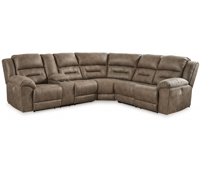 Ravenel 3-Piece Power Reclining Sectional With Laf Power Reclining Loveseat With Console Faux Leather Fossil, 120"