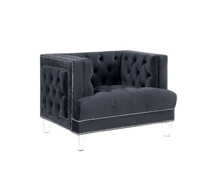 Ansario - Chair - Charcoal Velvet - Black